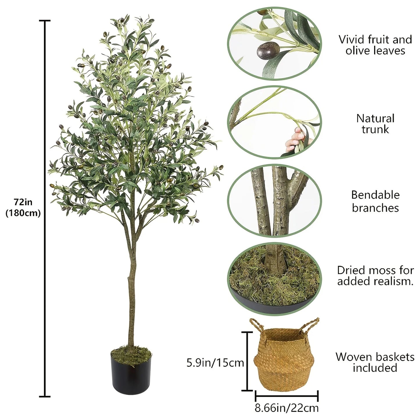 Faux Olive Tree Artificial Indoor 6FT (72'')