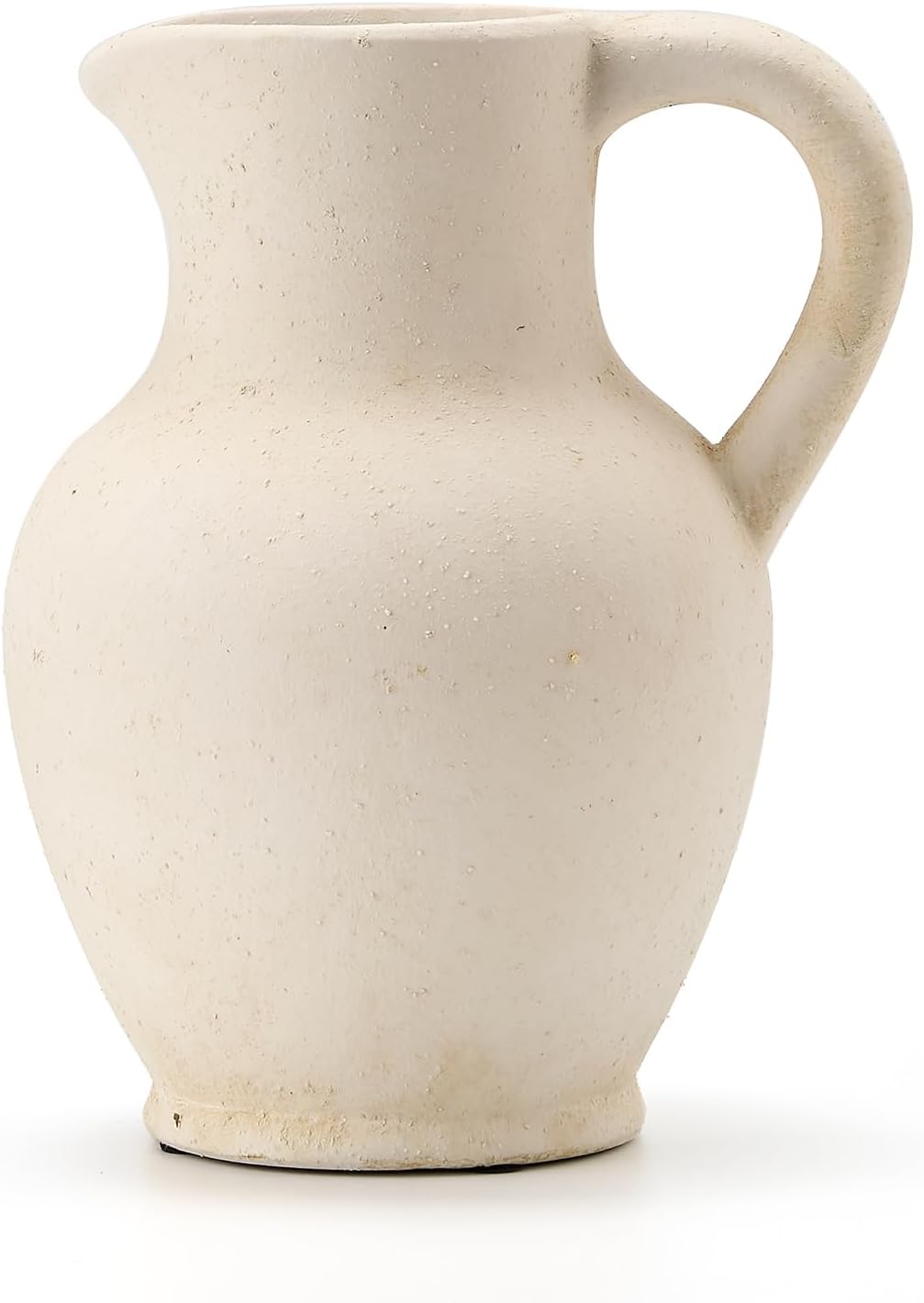 Rustic Farmhouse Vase with Handle Terracotta Ceramic