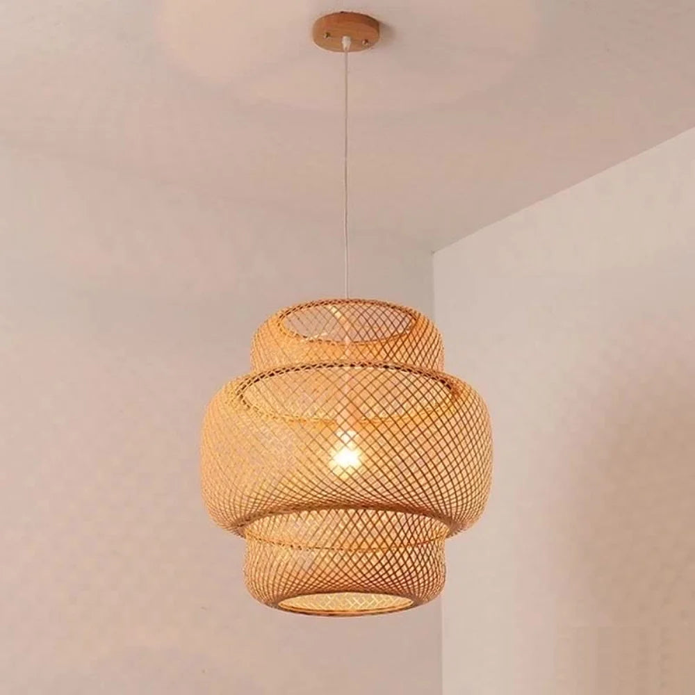 Hand Knitted Rattan Style Weaving Pendant Lamp