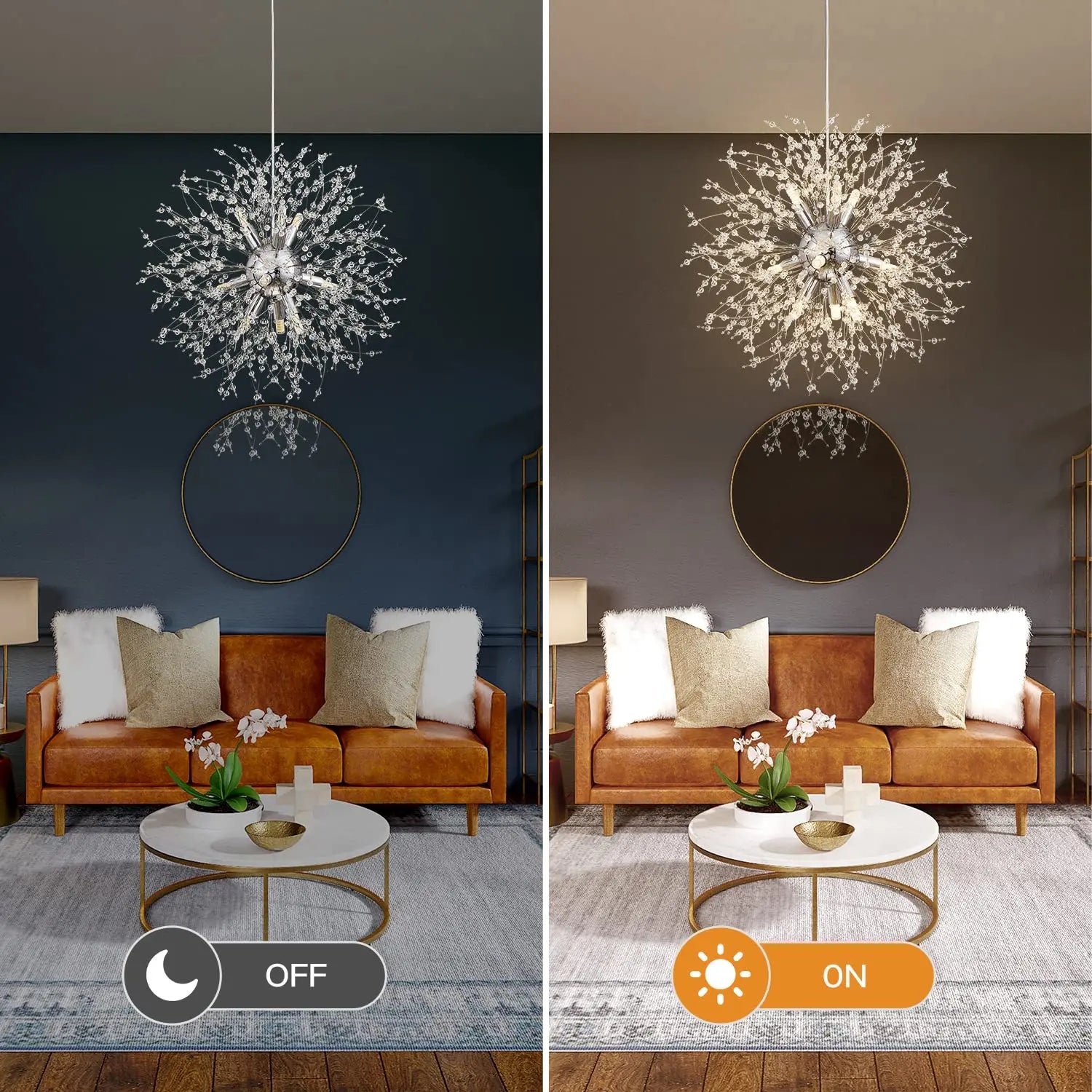 Dandelion LED Crystal Chandelier Pendant Light for Living Room