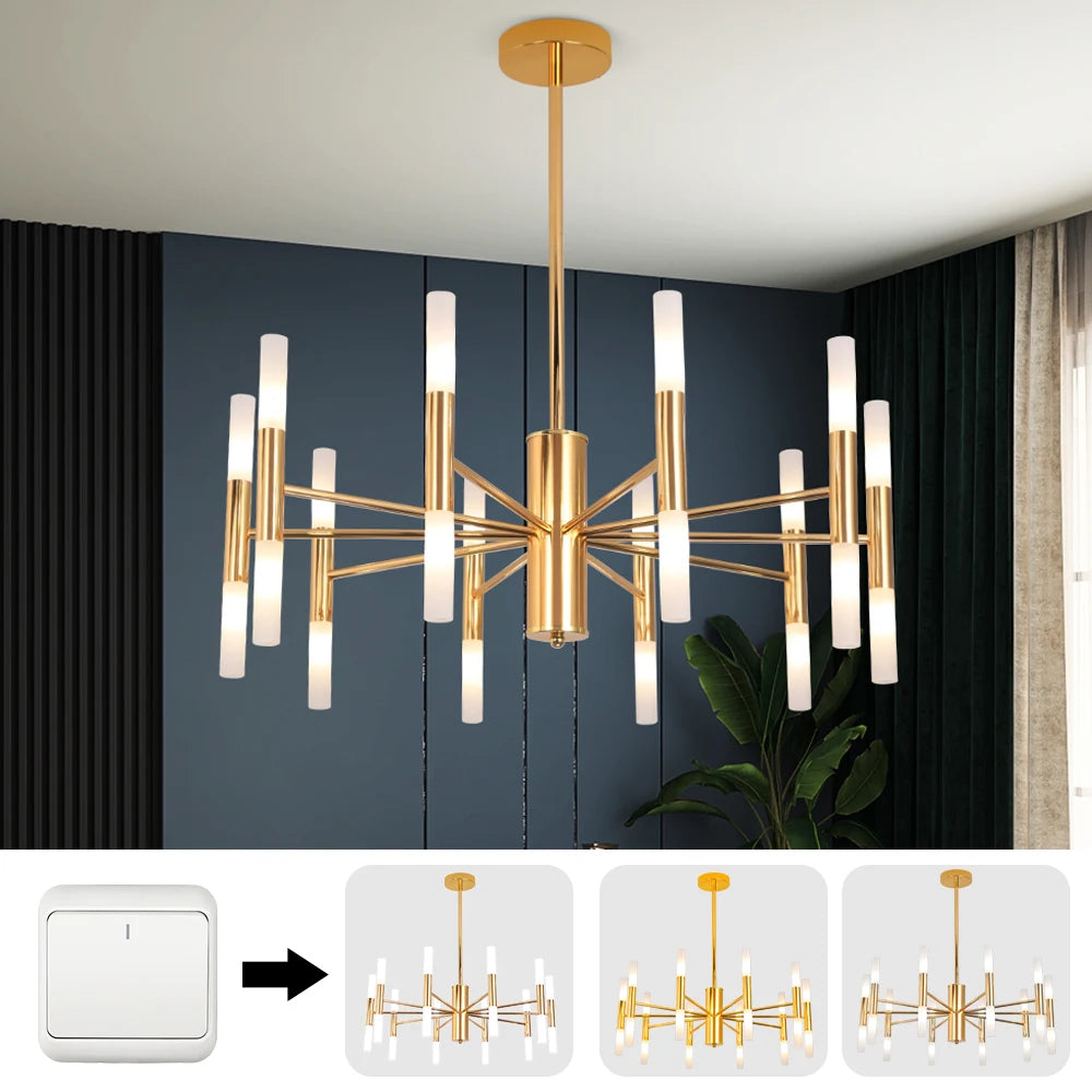 Golden LED Modern Semi-Flush Style Chandelier 