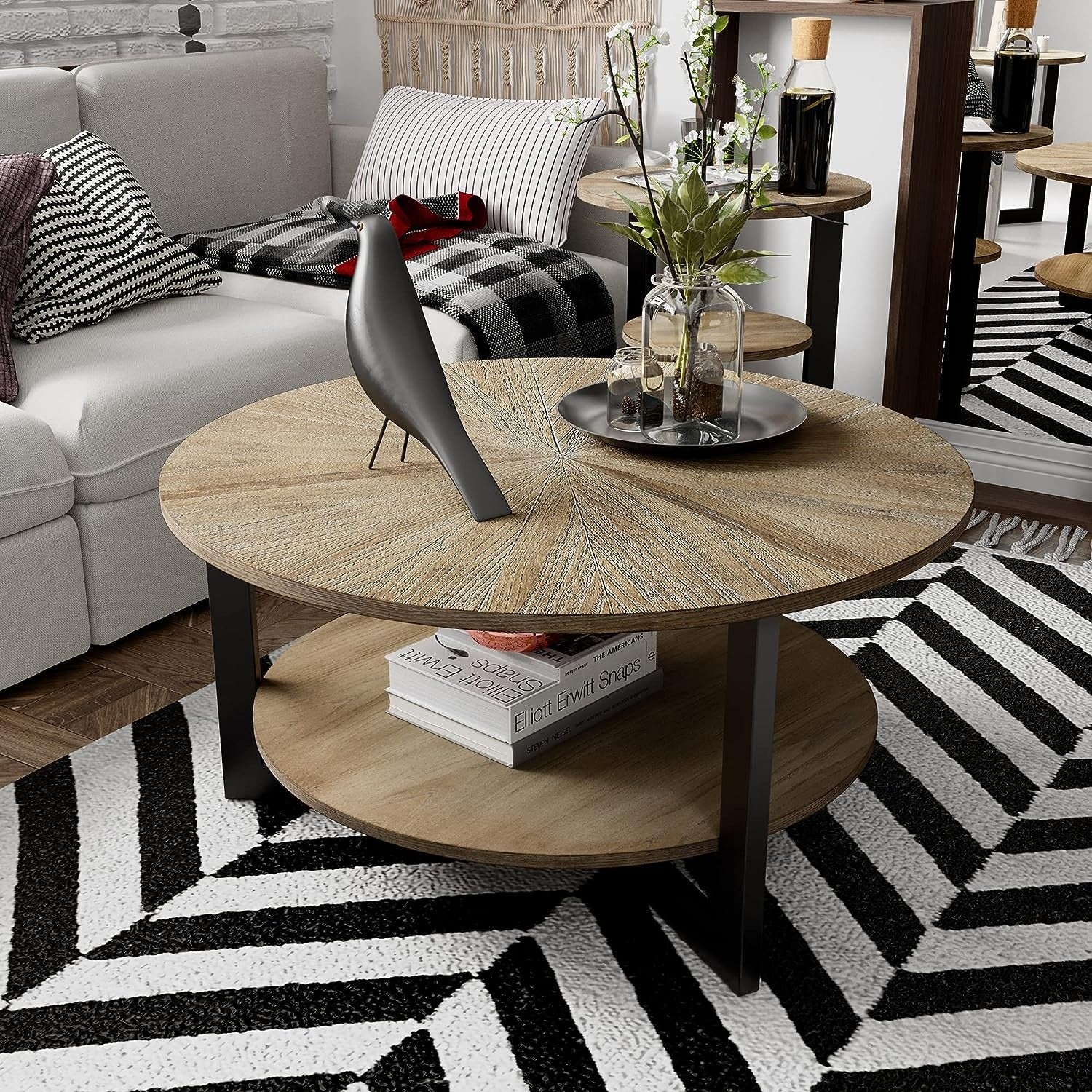 Round Coffee Table Solid Wood