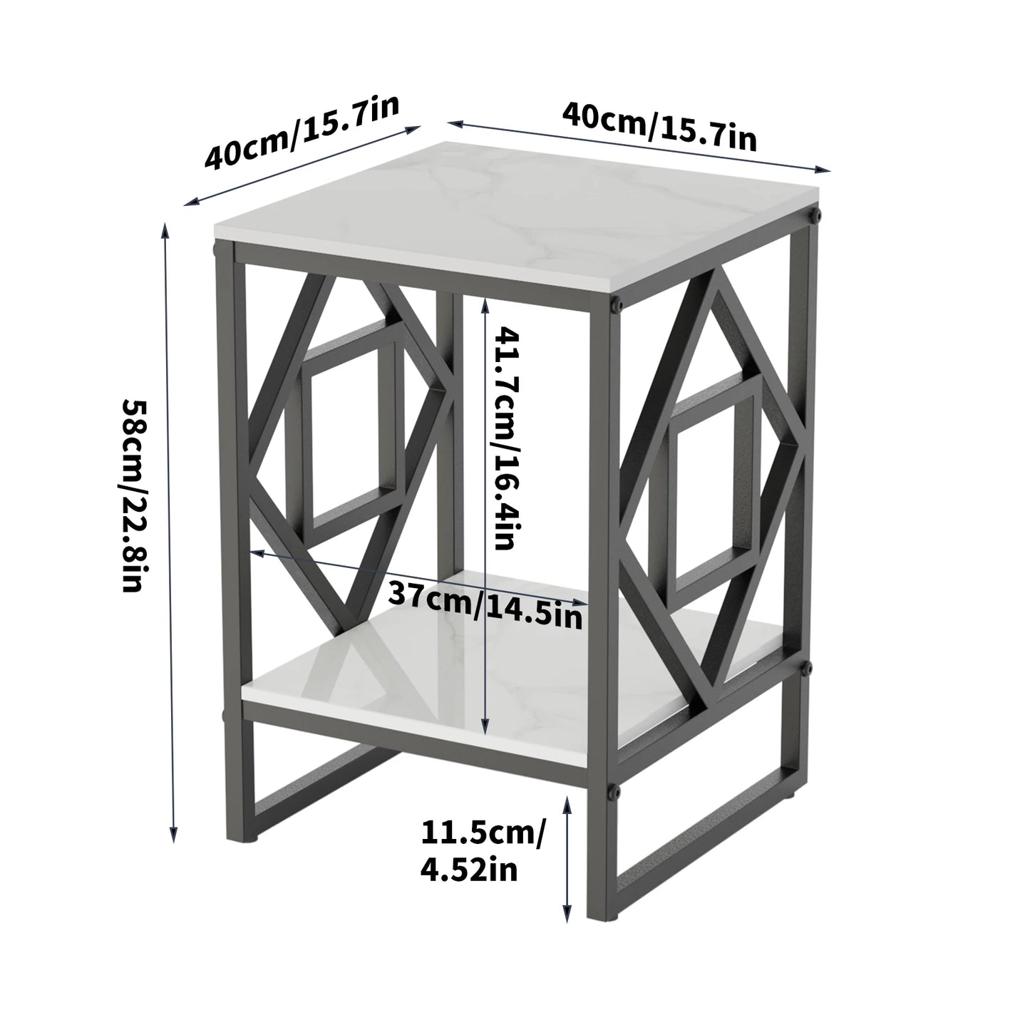 White Marble Top Side Table Sofa End Table